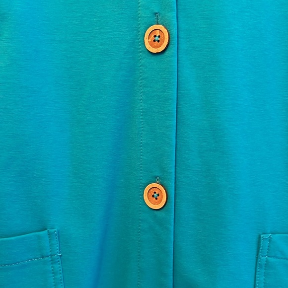 SUSAN GRAVER 2X TURQUOISE HOODED BUTTON DOWN SWEATSHIRT JACKET - Picture 4 of 13